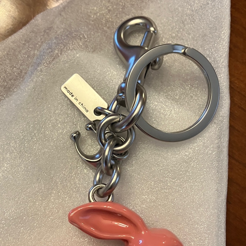 Coach Pink Glossy Rabbit Keychain Charm with Silver Hardware. BRAND NEW - Picture 6 of 7